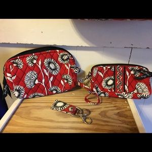Vera Bradley Deco Daisy Wristlet, Cosm Bag,key fob